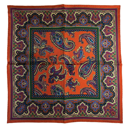 Orange Paisley Ancient Madder Silk Pocket Square