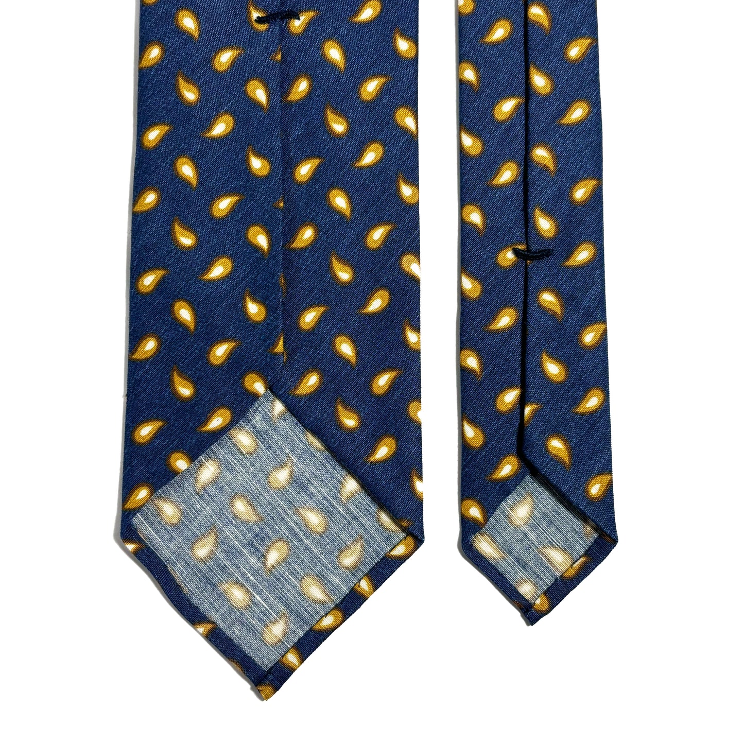 Navy Blue Teardrop Untipped Linen/Silk Tie