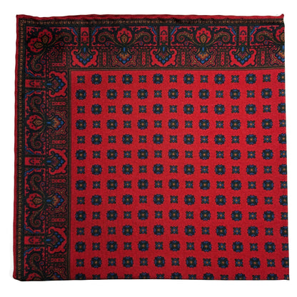 Red Floral Ancient Madder Silk Pocket Square