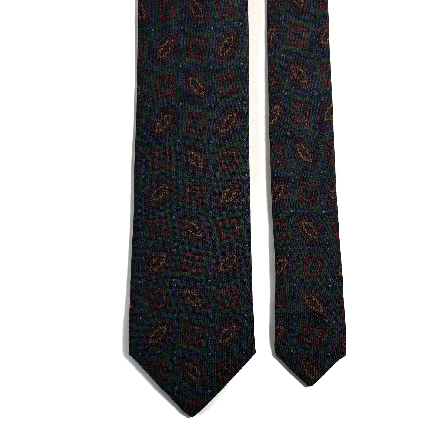 Forest Green Geometric Wool/Silk Tie