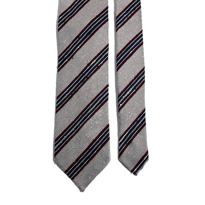 Light Gray Stripe Untipped Silk Shantung Tie