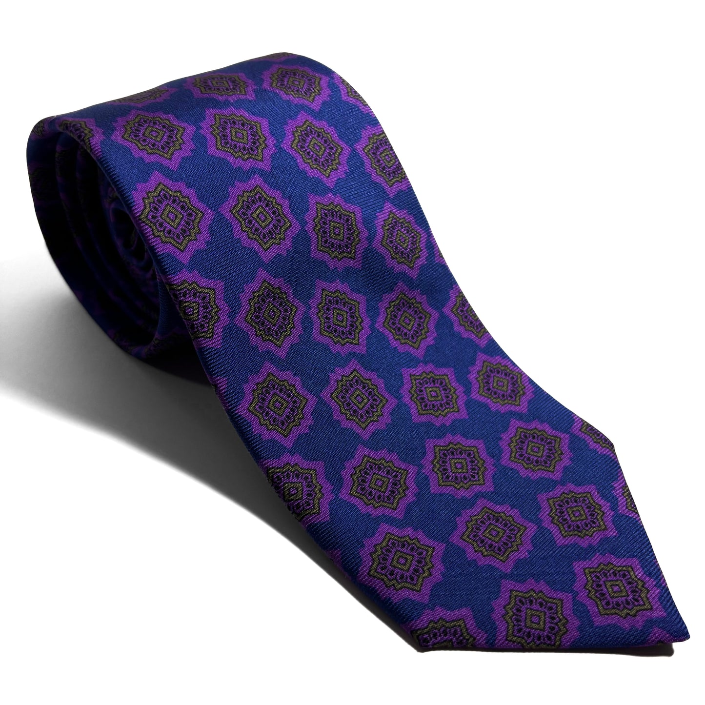 Blue & Purple Geometric Silk Tie