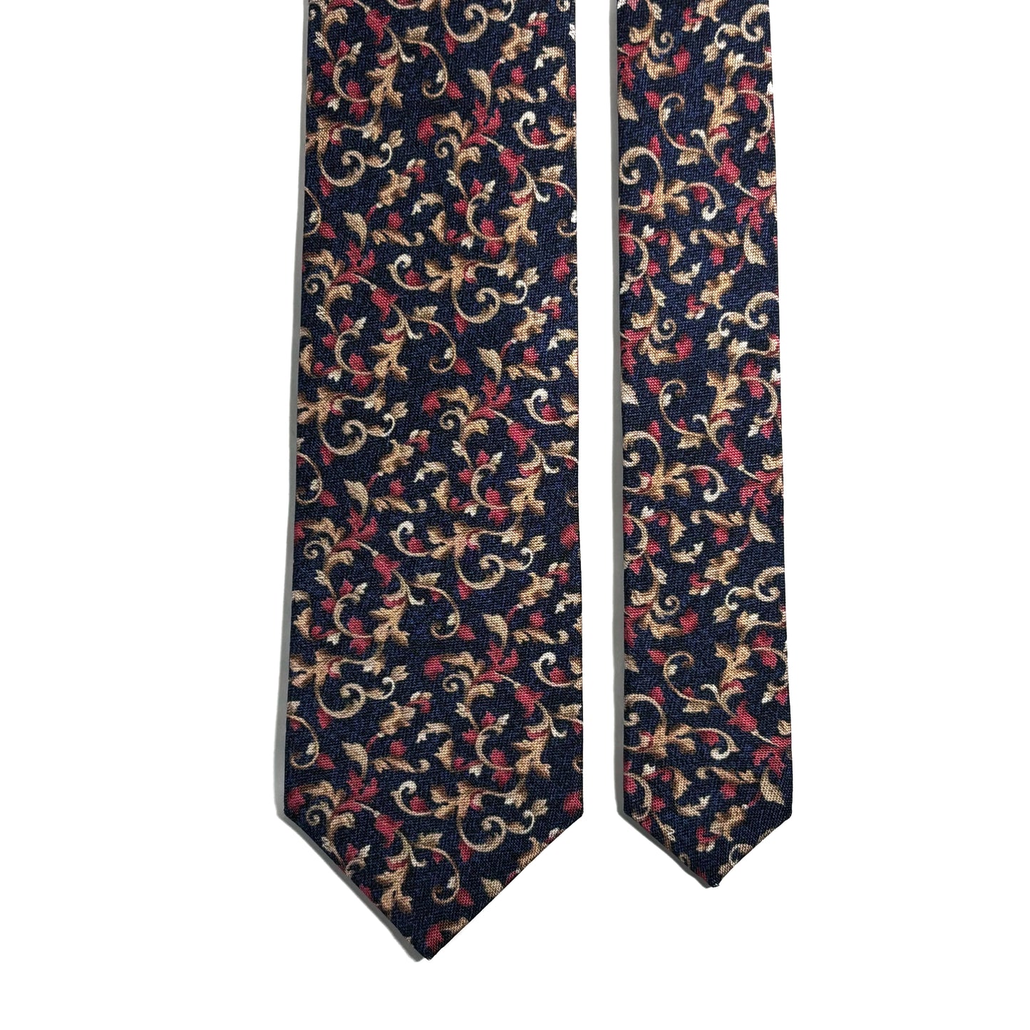 Navy Blue Floral Motif Printed Panama Silk Tie