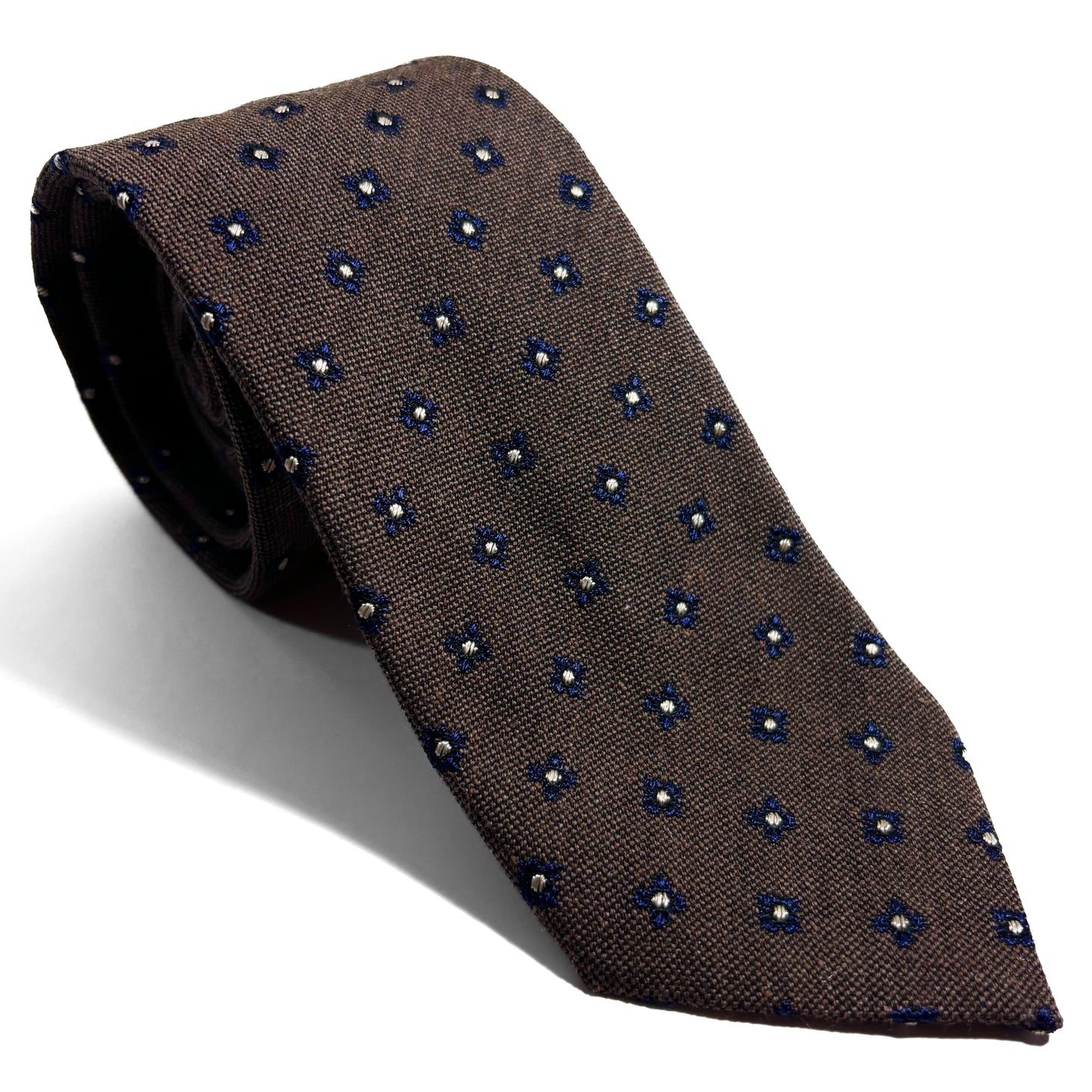 Taupe Brown Floral Wool/Silk Jacquard Tie