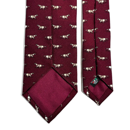 Burgundy Dog Print Wool Challis Tie