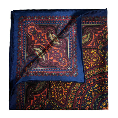 Burgundy & Gold Floral Medallion Silk Pocket Square
