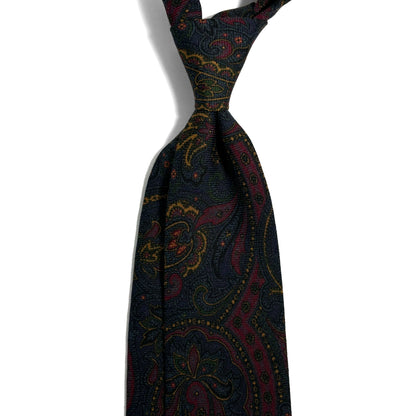 Navy Blue Paisley Wool/Silk Tie