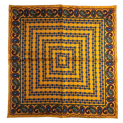 Mustard Yellow Small Paisley Ancient Madder Silk Pocket Square