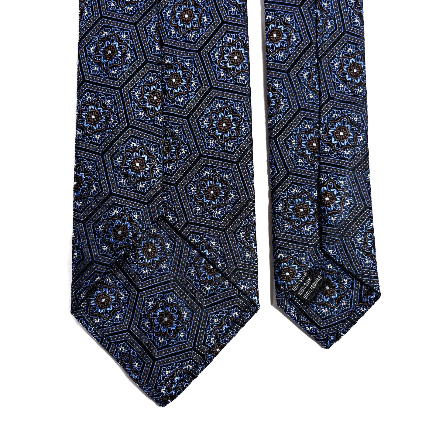 Light Blue & Brown Hexagon Silk Jacquard Tie