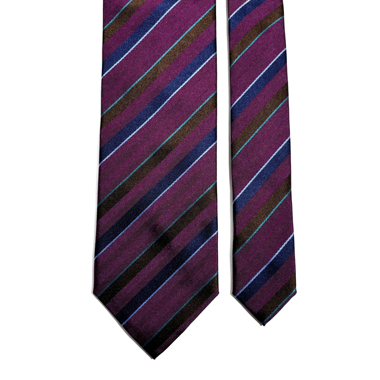Purple & Navy Blue Striped Silk Jacquard Tie
