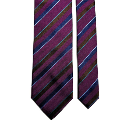 Purple & Navy Blue Striped Silk Jacquard Tie