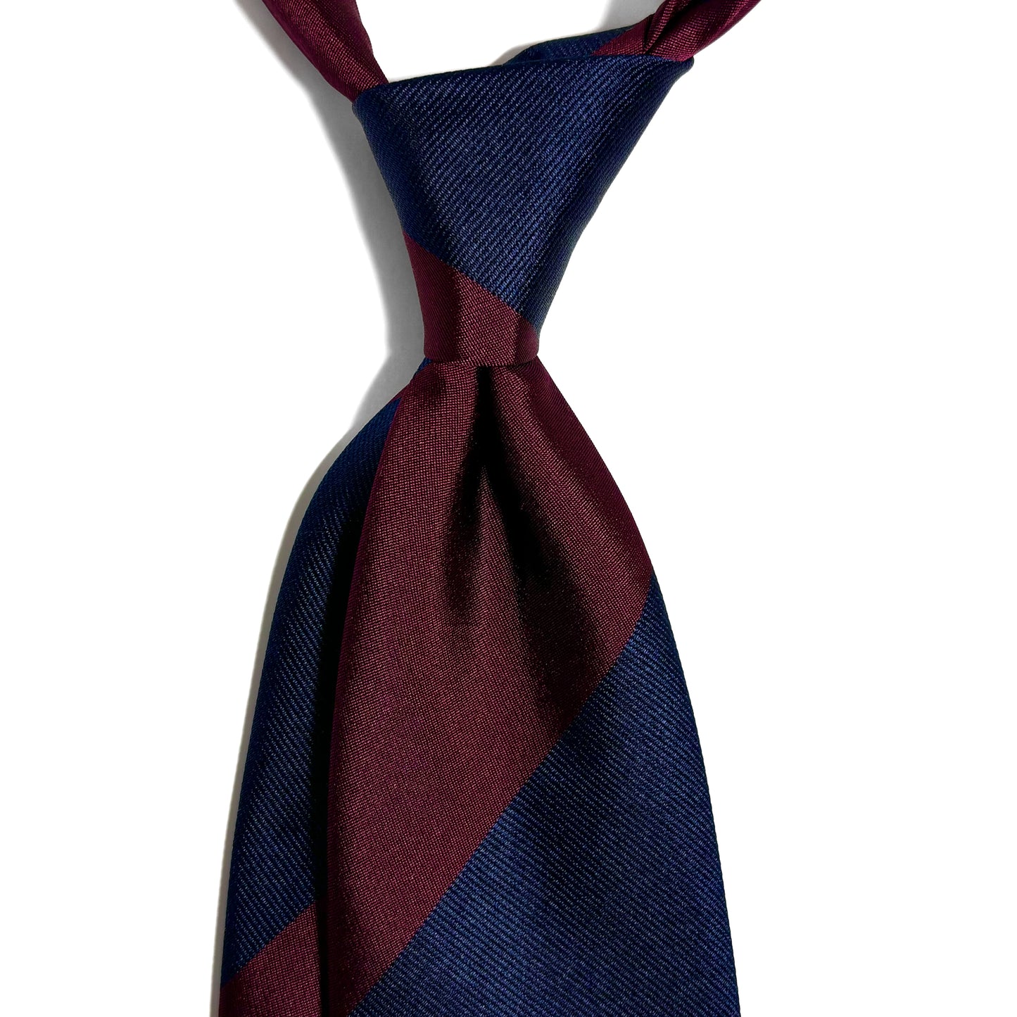 Navy Blue & Burgundy Block Striped Silk Repp Tie