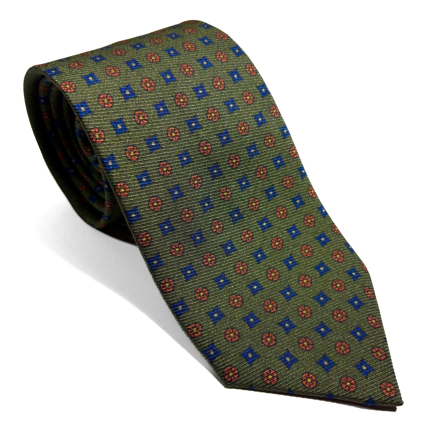 Fern Green Floral Italian Madder Silk Tie