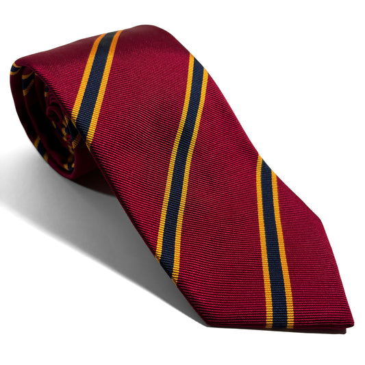 Burgundy & Gold Striped Silk Repp Tie