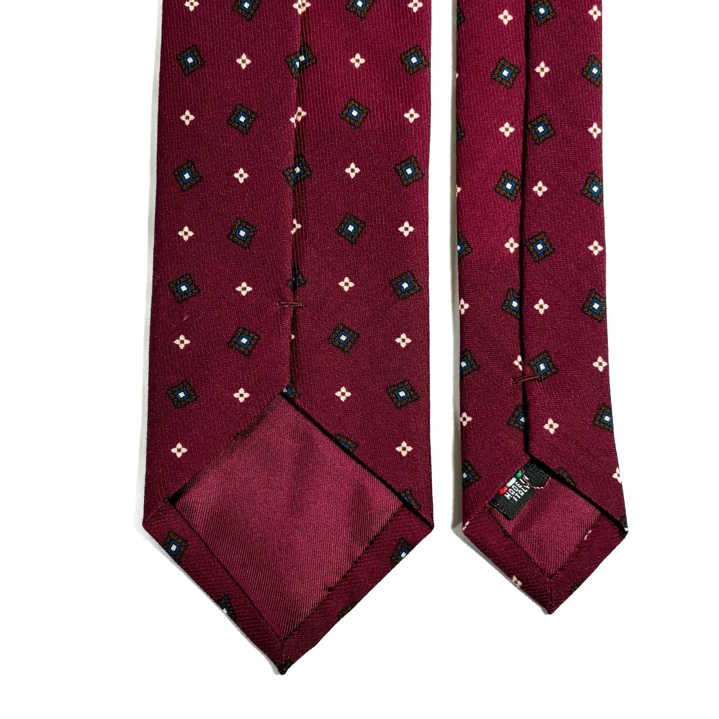 Wine Red Small Geometric Wool Challis Tie