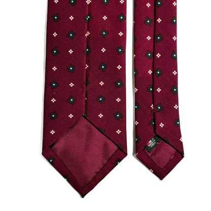 Wine Red Small Geometric Wool Challis Tie
