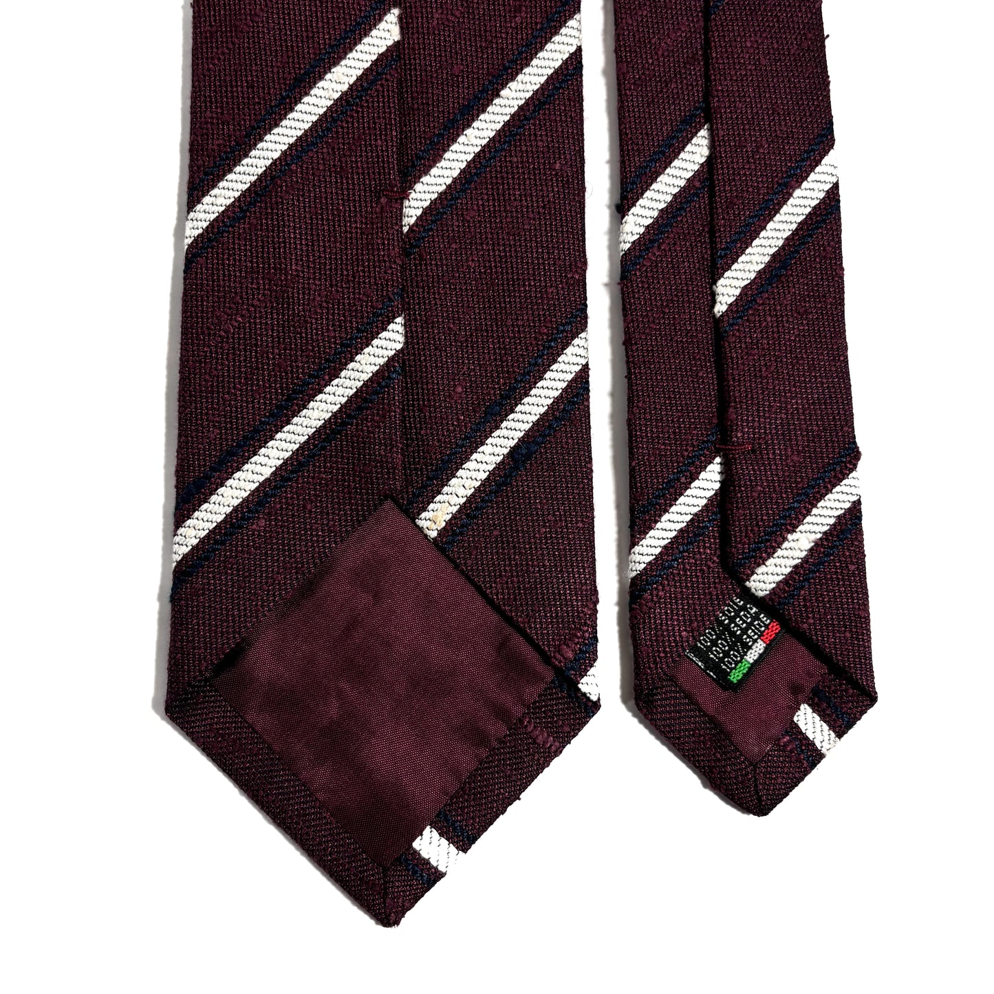 Burgundy & White Striped Silk Shantung Tie