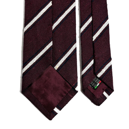Burgundy & White Striped Silk Shantung Tie