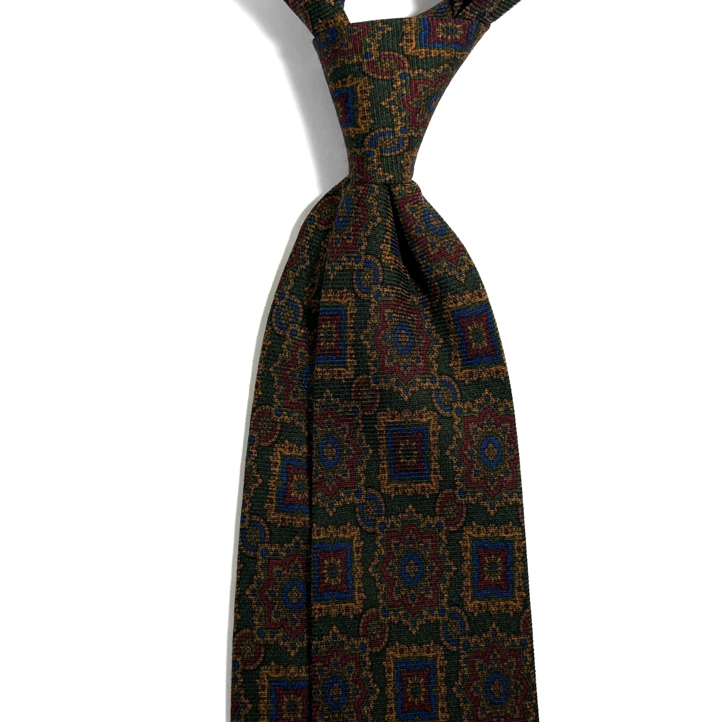 Forest Green Large Geometric Wool/Silk Tie
