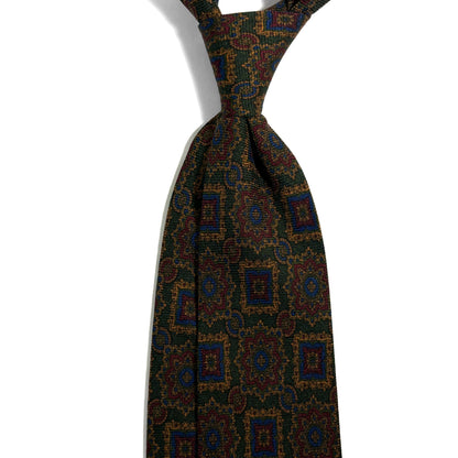 Forest Green Large Geometric Wool/Silk Tie