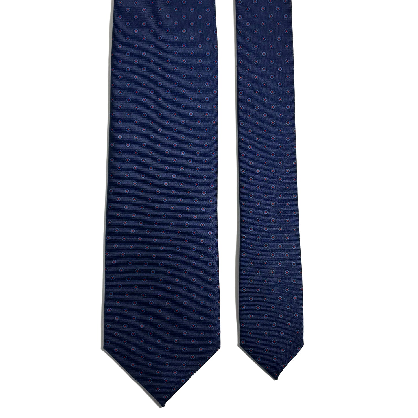 Hand-Printed Navy Blue Floral Silk Tie