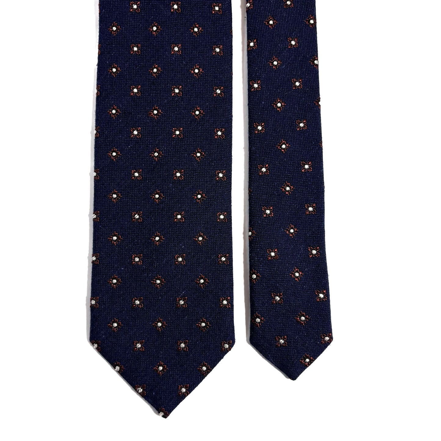 Navy Blue Floral Wool/Silk Jacquard Tie