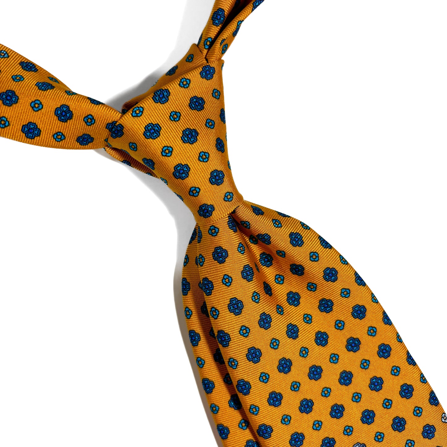 Marigold Yellow Floral Printed Silk Tie