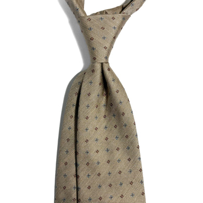 Beige Floral Silk Jacquard Tie
