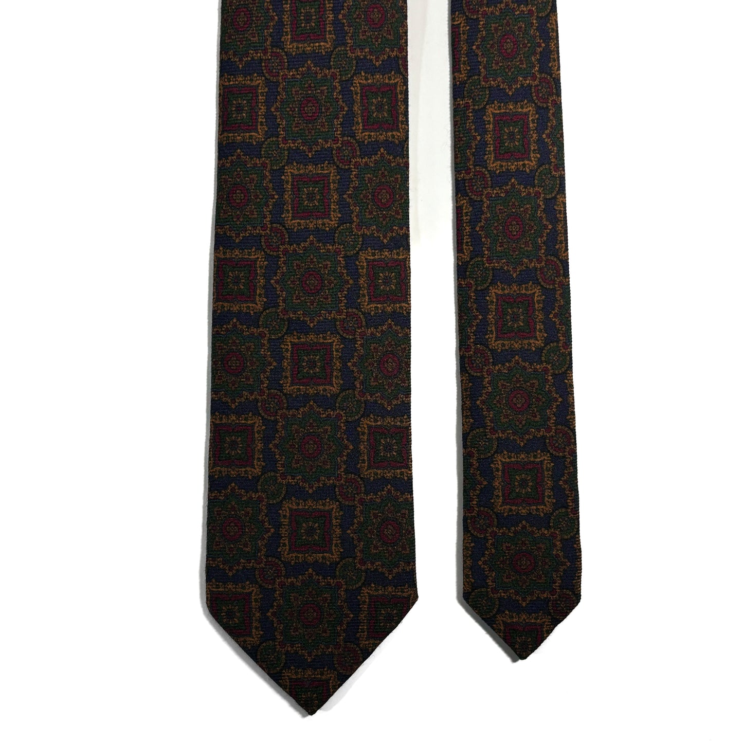 Navy Blue Large Geometric Wool/Silk Tie