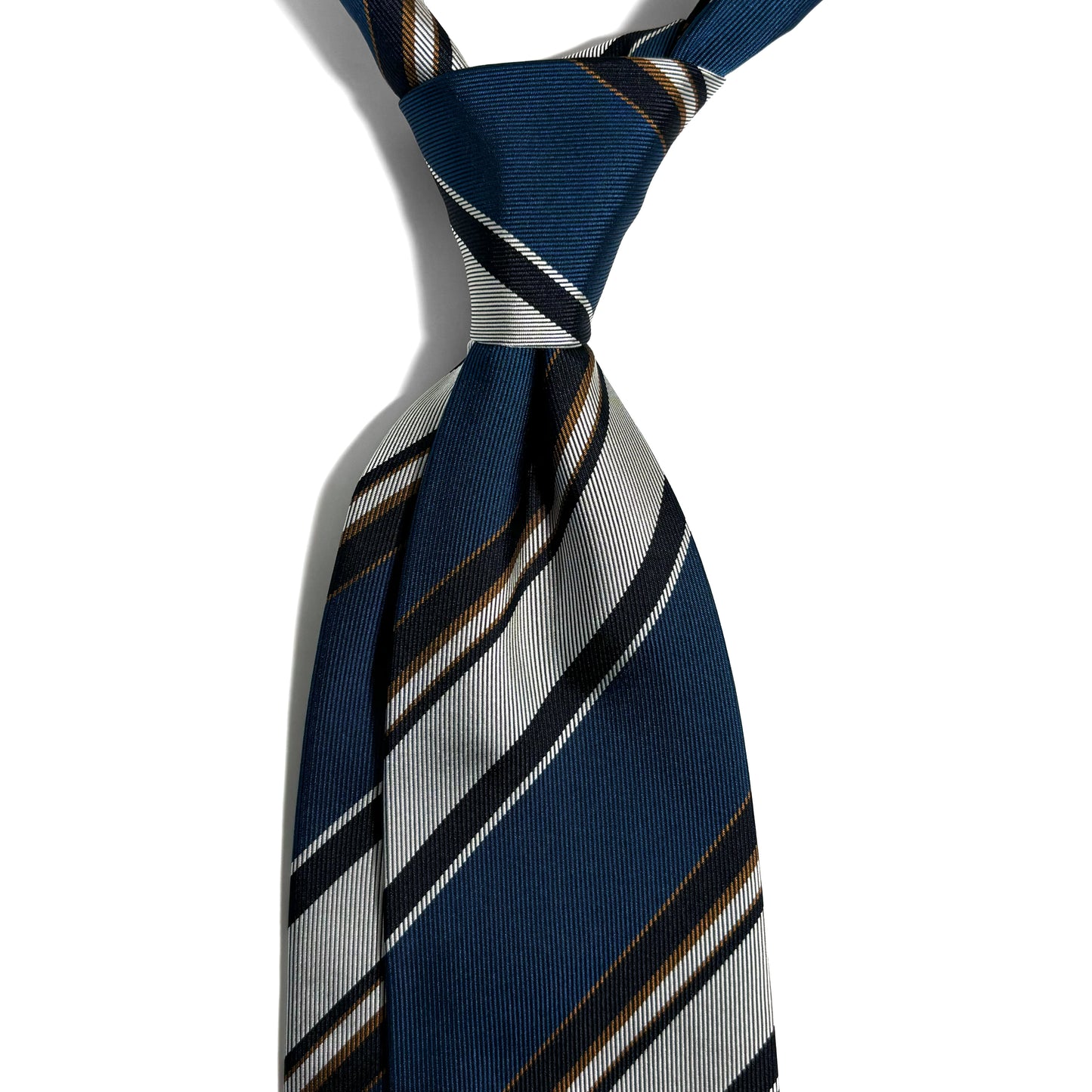 Navy Blue & Silver Striped Silk Repp Tie