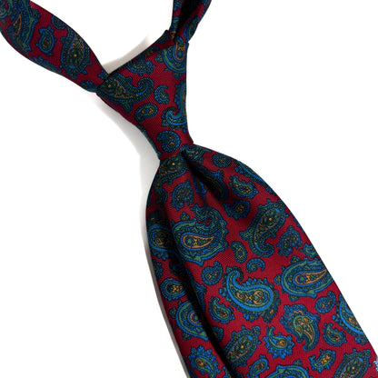 Hand-Printed Red Paisley Silk Tie