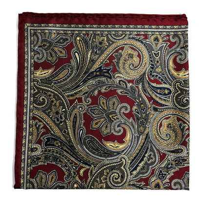 Burgundy Paisley Silk Pocket Square
