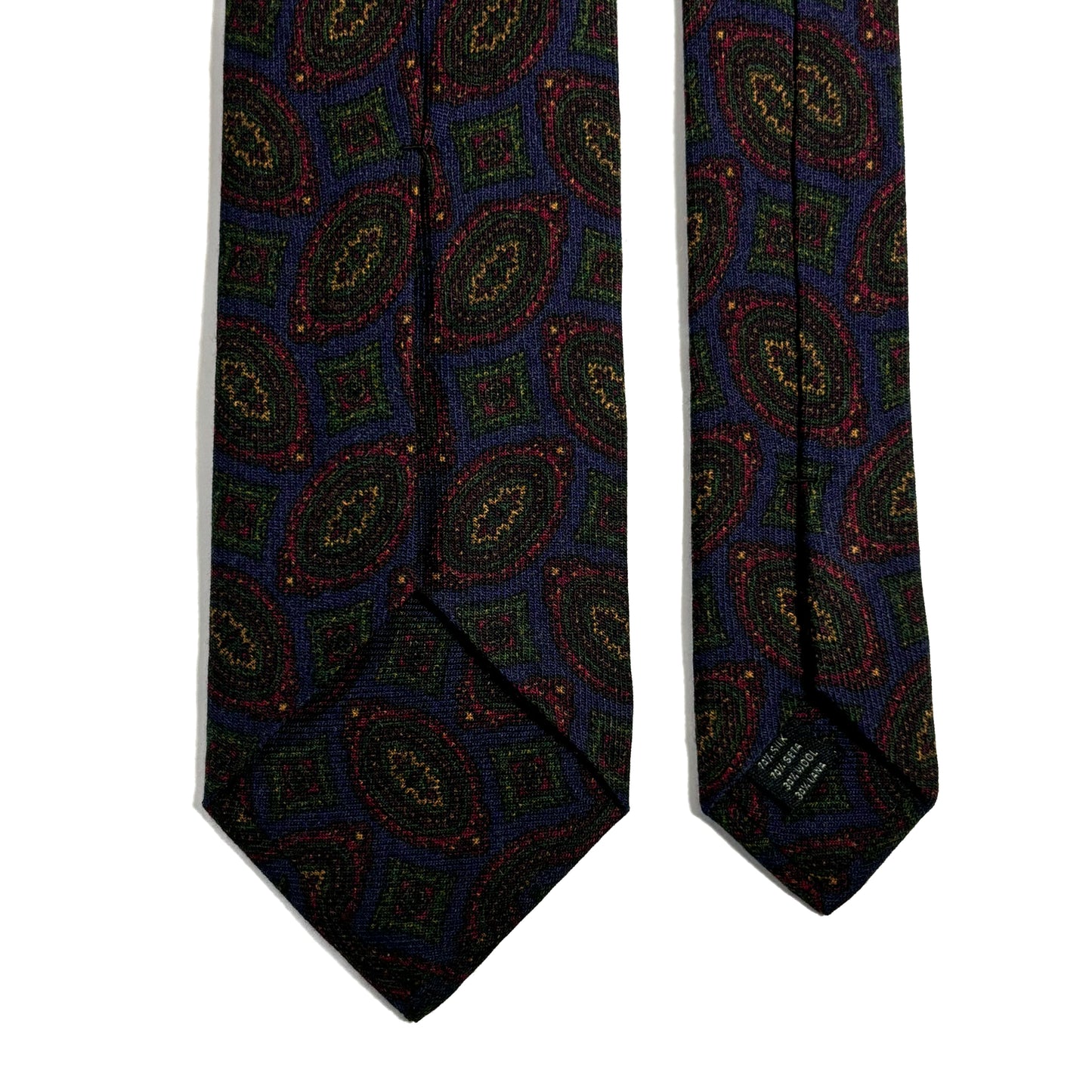 Navy Blue Geometric Wool/Silk Tie