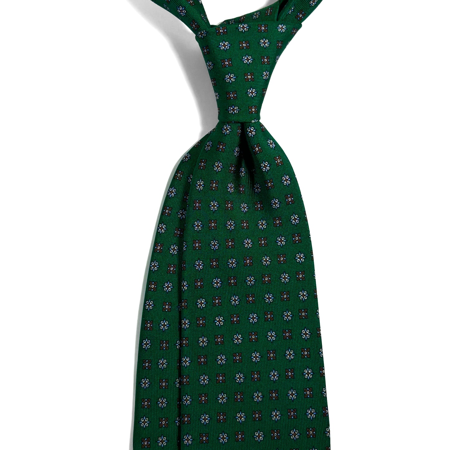 Green Small Floral Printed 36oz Silk Twill Tie
