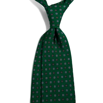 Green Small Floral Printed 36oz Silk Twill Tie