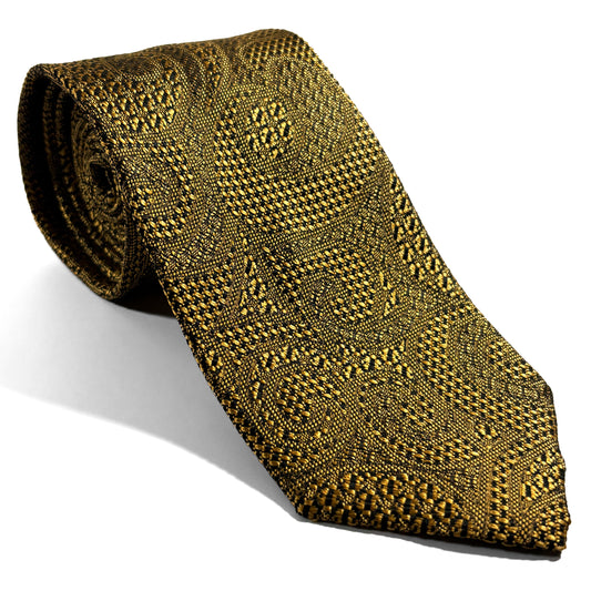 PHOENIX Gold Paisley Silk Grenadine Jacquard Tie