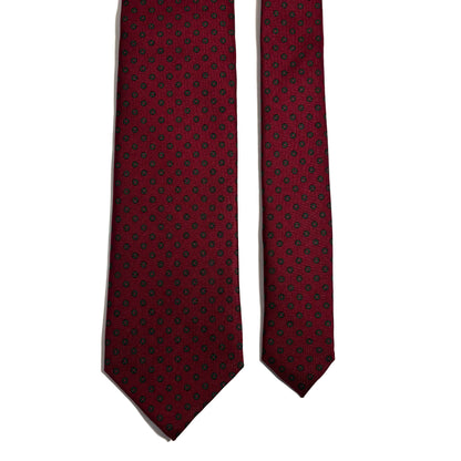 Hand-Printed Burgundy Floral Silk Tie