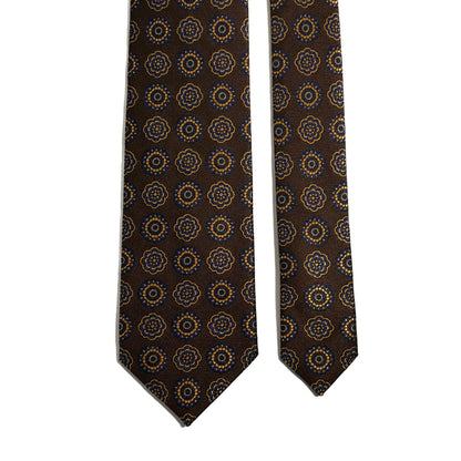 Brown & Gold Geometric Silk Jacquard Tie