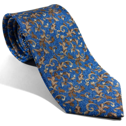 Light Blue Floral Motif Printed Panama Silk Tie