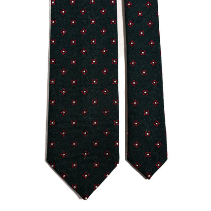 Forest Green Floral Wool/Silk Jacquard Tie