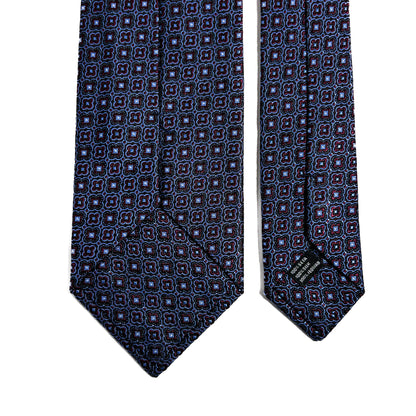 Navy Blue & Burgundy Floral Silk Jacquard Tie