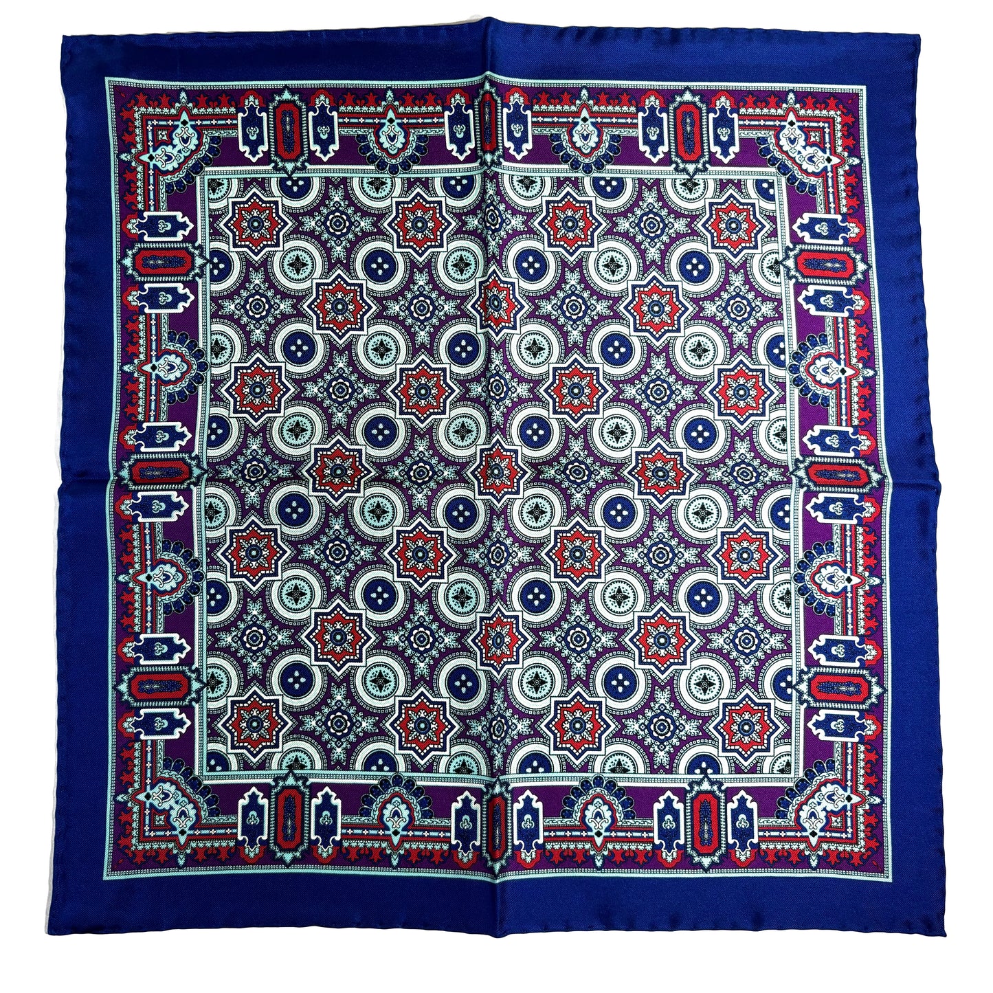 Blue & Purple Geometric Silk Pocket Square