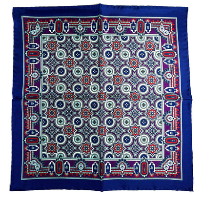 Blue & Purple Geometric Silk Pocket Square