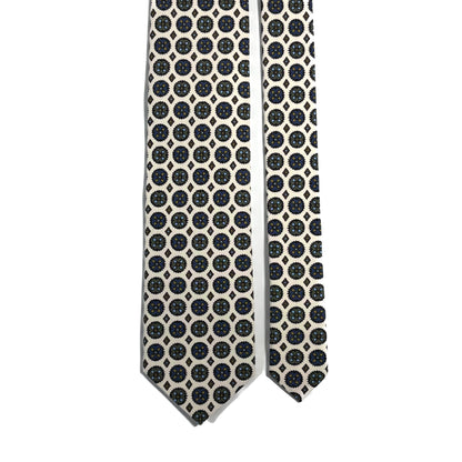 White Floral Medallion Ancient Madder Silk Tie