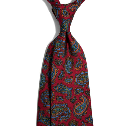 Red Paisley Printed Silk Tie