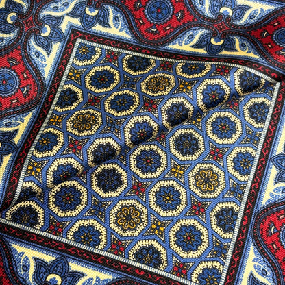 Light Blue & Cream Geometric Ancient Madder Silk Pocket Square
