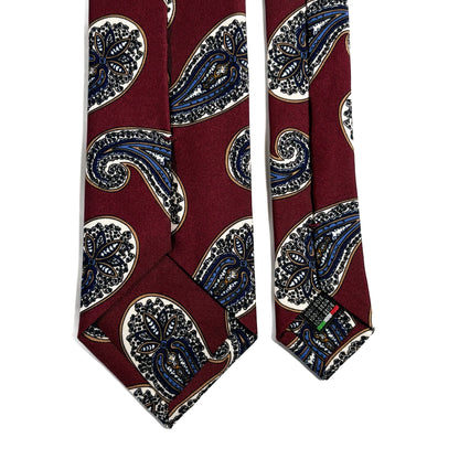 Burgundy Paisley Printed 36oz Silk Twill Tie