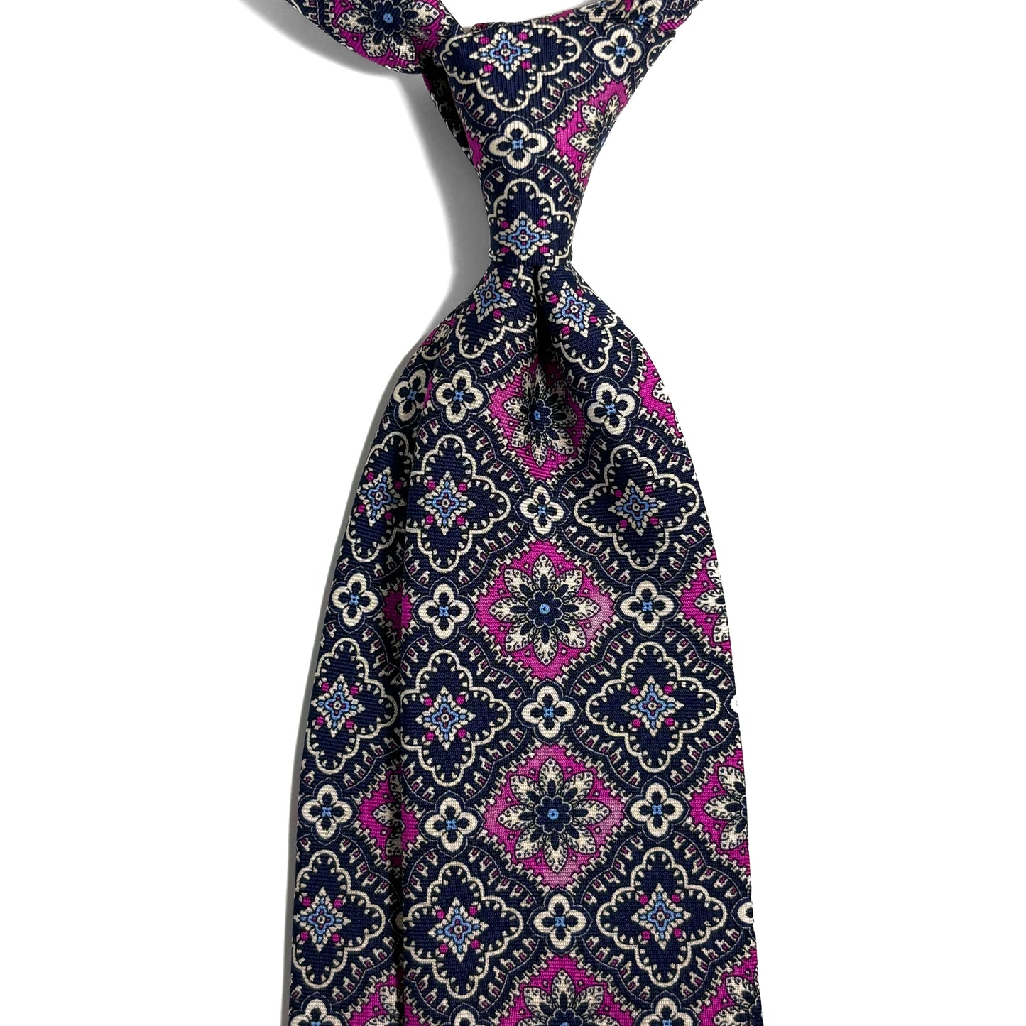 Midnight Blue & Magenta Mosaic Silk Tie
