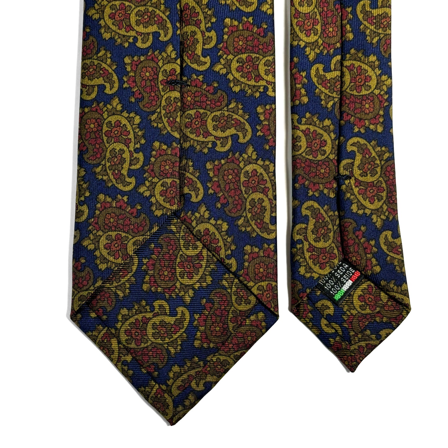 Navy Blue & Olive Paisley Ancient Madder Silk Tie