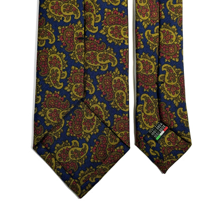Navy Blue & Olive Paisley Ancient Madder Silk Tie